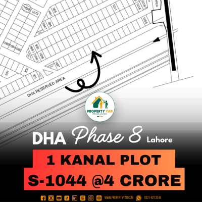 S-1044 Prime Location 1 Kanal Plot Available For Sale In DHA Lahore Phase 8