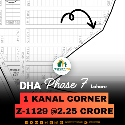 Top Location 1 Kanal Plot For Sale In DHA Lahore Phase 7 Block Z