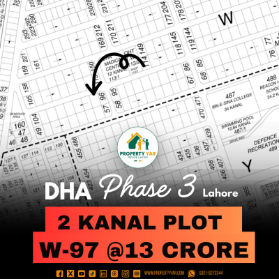 Top Location 2 Kanal Plot For Sale In DHA Lahore Phase 3 Block W