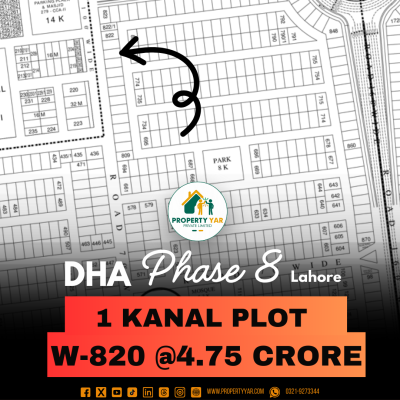 Top Location 1 Kanal Plot For Sale In DHA Lahore Phase 8 Block W