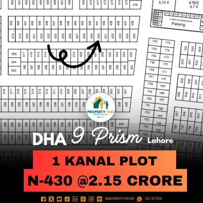 1 Kanal Lowest Price Plot For Sale In DHA Lahore Phase 9 Prism