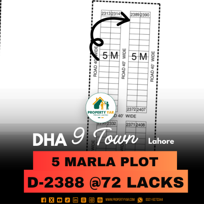 5 Marla Ideal Location Plot Available For Sale In DHA Lahore Phase 9 Town