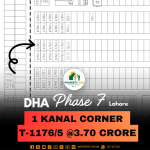 Corner 1 Kanal Plot For Sale In DHA Lahore Phase 7 Block T