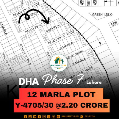 Corner 12 Marla Plot Available For Sale In DHA Lahore Phase 7 Block Y