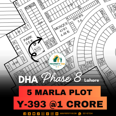 Facing Park 5 Marla Plot For Sale In DHA Lahore Phase 8 Block Y