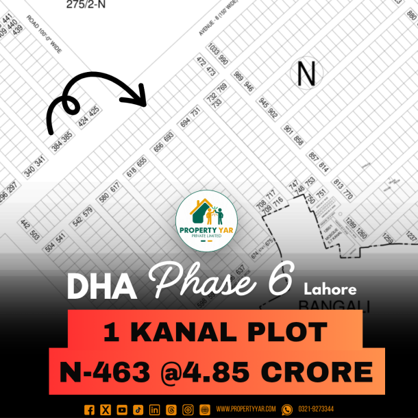 On 150 Feet Mean Road Top Location 1 Kanal Plot For Sale In DHA Lahore Phase 6-1