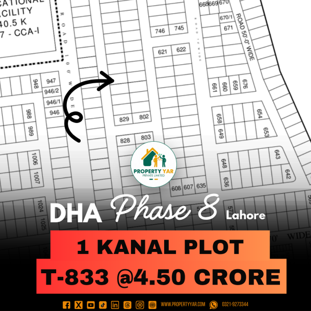 Reasonable Price1 Kanal Plot Available For Sale In DHA Lahore Phase 8-1