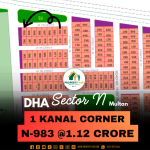 Corner Park Facing 1 Kanal Plot Available For Sale In DHA Multan Sector N