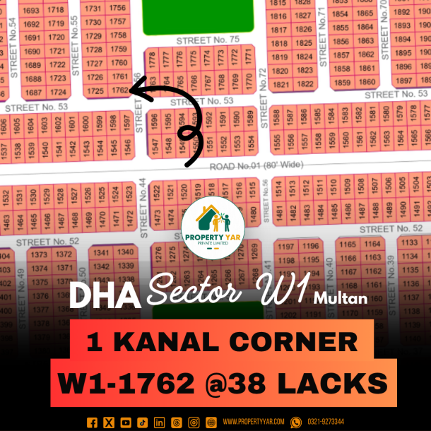 Corner Best Location 1 Kanal Plot Available For Sale In DHA Multan-1