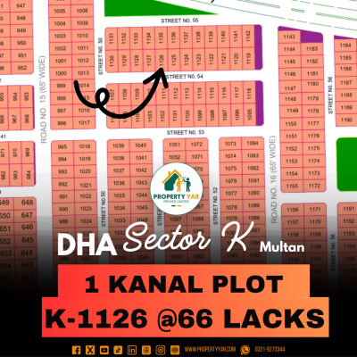 Cheapest Price 1 Kanal Plot For Sale In DHA Multan Sector K