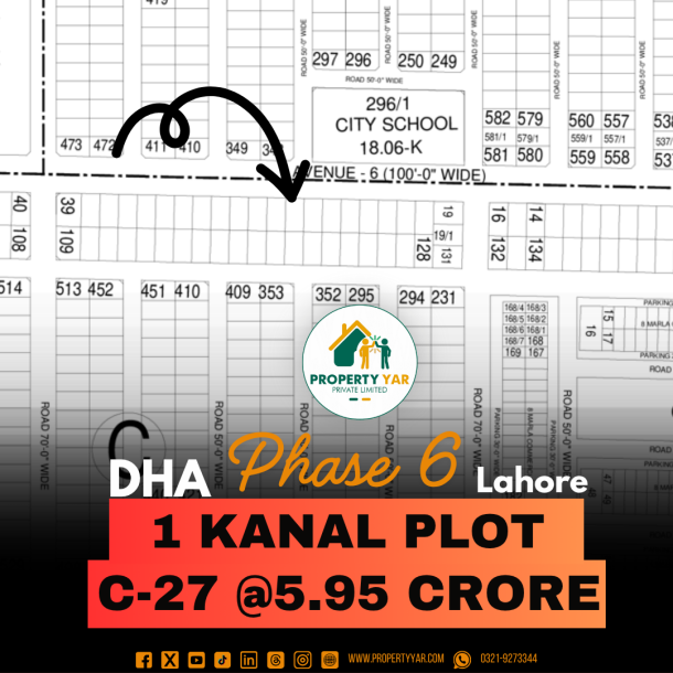 Affordable Price 1 Kanal Excellent Location Plot For Sale In DHA Lahore Phase 6 Block C-1