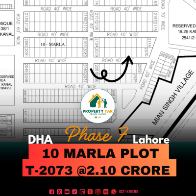 Prime Location 10 Marla Plot Available For Sale In DHA Lahore Phase 7