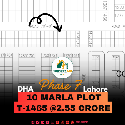 On 70 Feet Wide Road 10 Marla Plot Is Available For Sale In DHA Lahore Phase 7