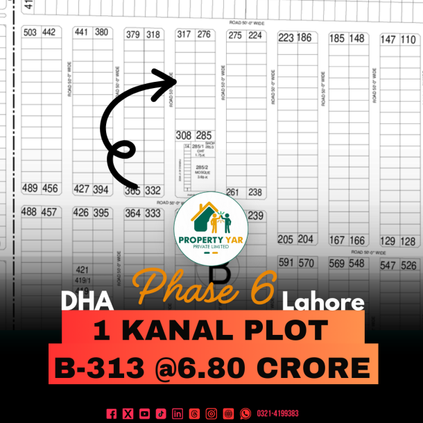 On 50 Feet Road Excellent Location 1 Kanal Plot Is Available For Sale In DHA Lahore Phase 6-1
