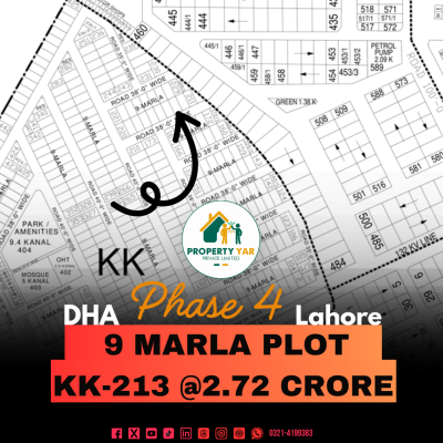 Prime Location 9 Marla Plot Available For Sale In DHA Lahore Phase 4