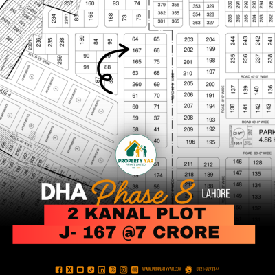 2 Kanal Plot (J-167) Demand 7 Crore Near To Park And Masjid On 50 feet Road Available For Sale In DHA Lahore Phase 8 Ex Park Views Block J