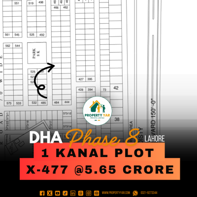 Facing Park (X-477) Demand 5.65 Crore Near To Graveyard Area On 50 Feet Road Available For Sale In DHA Lahore Phase 8 Sector L