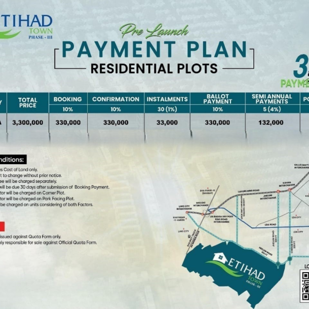 10 Marla Plots Available For Sale In Etihad Town Phase 3 Lahore-1
