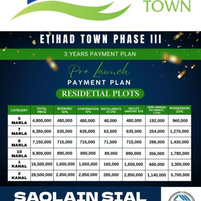 Best Price 40 Marla Plots Available For Sale On Installment Plan In Etihad Town Phase 3