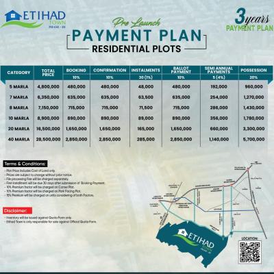 Best Price 5 Marla Plots On Installment Plan Available For Sale In Etihad Town Phase 3