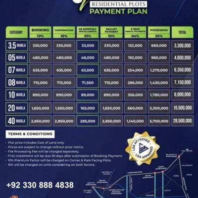 Best Price 8 Marla Plot On Installment Plan Available for Sale In Etihad Town Phase 3