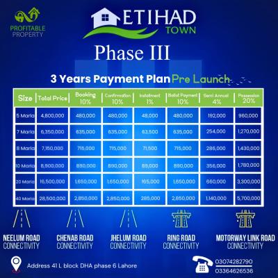 Affordable 40 Marla Plots Available For Sale On Installment Plan In Etihad Town Phase 3
