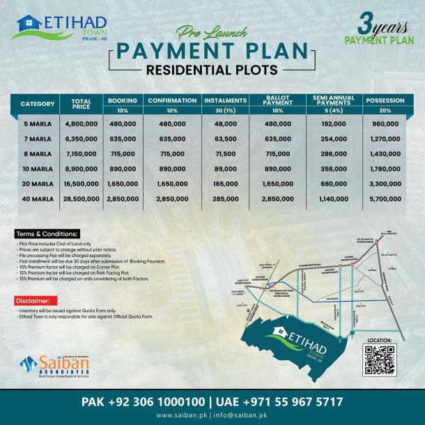 5 Marla Plots Available For Sale In Etihad Town Phase 3 Lahore-1