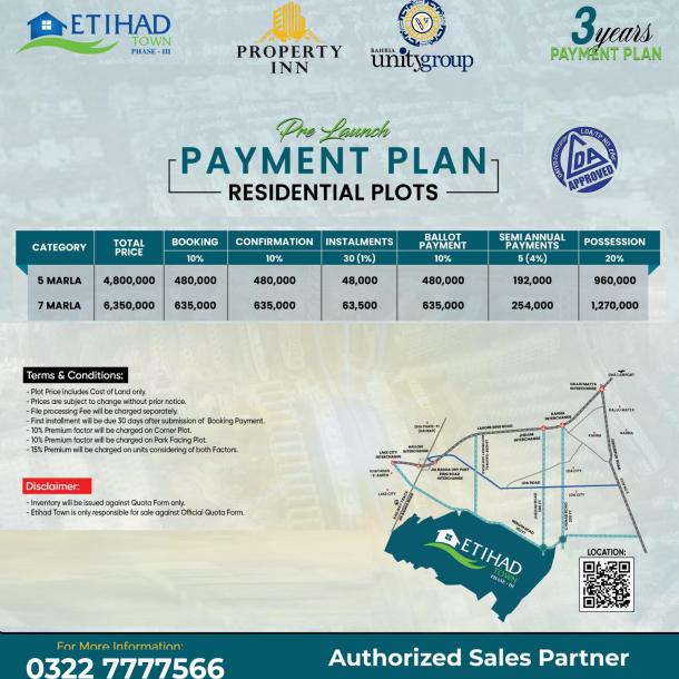 8 Marla Best Location Plots Available For Sale In Etihad Town Phase 3 Lahore-1