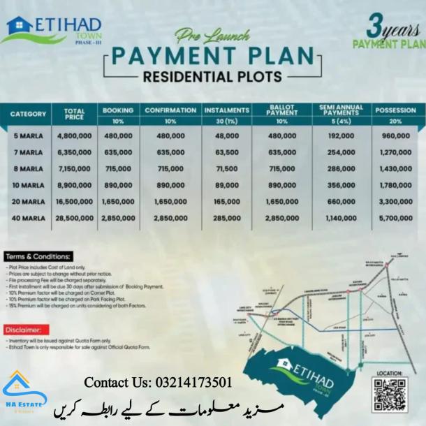 5 Marla Plots Available For Sale In Etihad Town Phase 3 Lahore-1