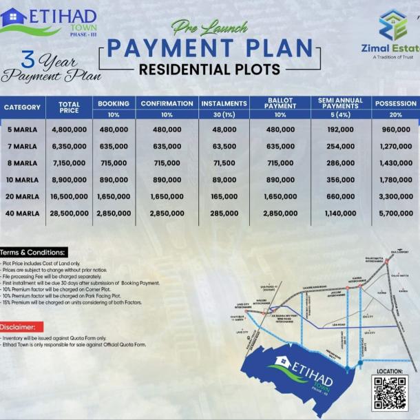 Top Location 8 Marla Plots Available For Sale In Etihad Town Phase 3 Lahore-1