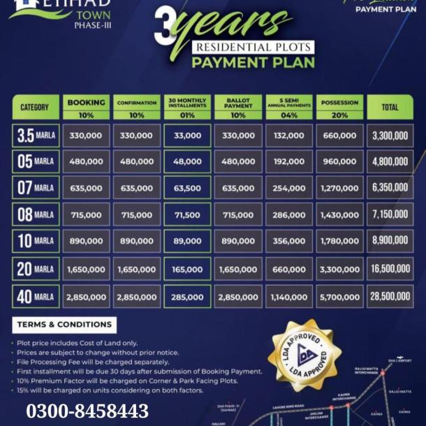 Top Location 8 Marla Plots Available For Sale In Etihad Town Phase 3 Lahore-1