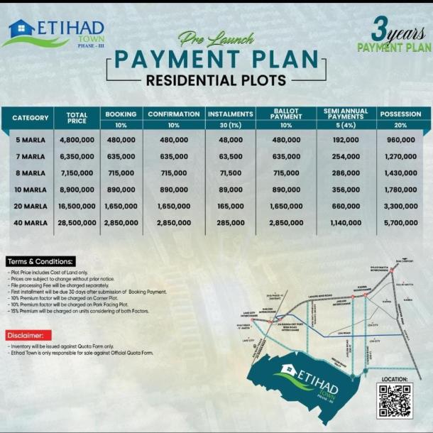 5 Marla Plots Available For Sale In Etihad Town Phase 3 Lahore-1