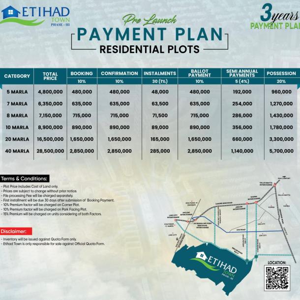 7 Marla Plots Available For Sale In Etihad Town Phase 3 Lahore-1