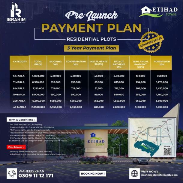 10 Marla Plots Available For Sale In Etihad Town Phase 3 Lahore-1