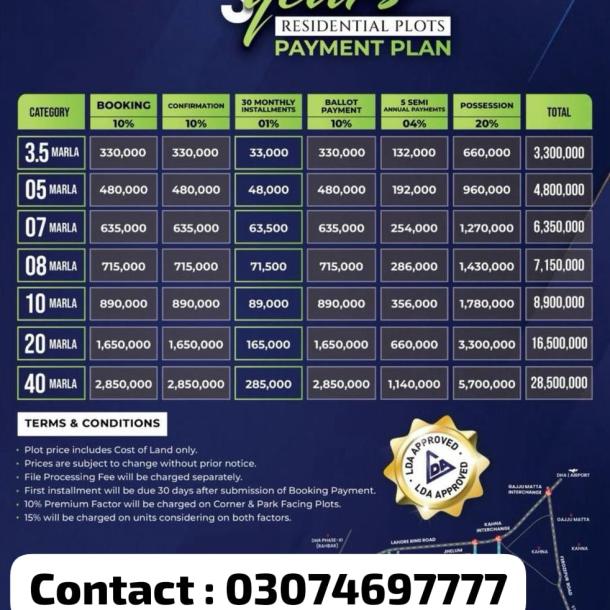 8 Marla Best Location Plots Available For Sale In Etihad Town Phase 3 Lahore-1