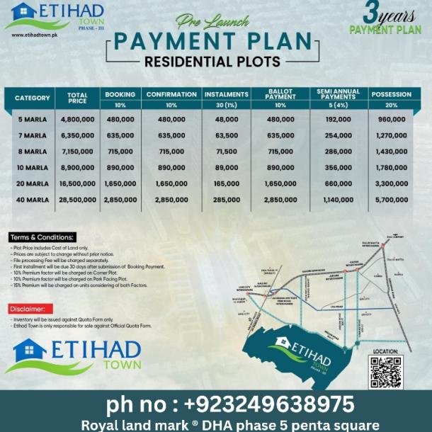 Top Location 1 Kanal Plots Available For Sale In Etihad Town Phase 3 Lahore-1