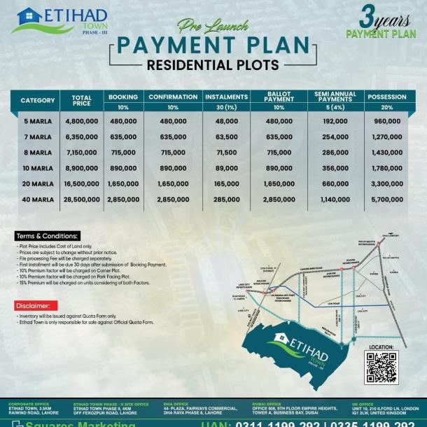 1 Kanal Plots Available For Sale In Etihad Town Phase 3 Lahore-1