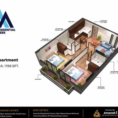 1 Bed Apartment in Amanah Residential Towers Lahore