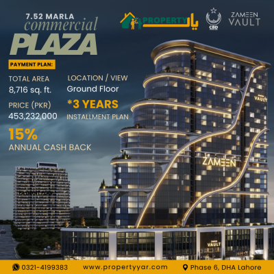 Prime Facing Commercial Plaza for Sale in DHA Phase 6 Zameen Vault