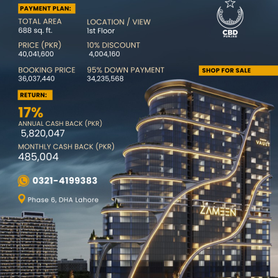 Premium Commercial Shop for Sale in Zameen Vault DHA Phase 6 Lahore