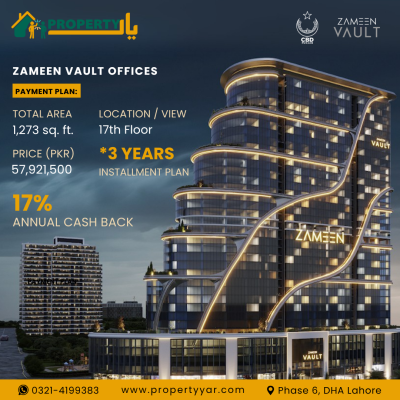 3-Year Payment Plan for DHA Phase 6 Zameen Vault Office For Sale